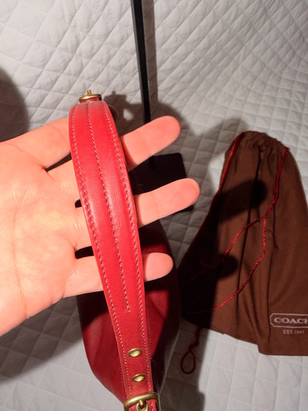 Coach Red Leather Shoulder hobo Vintage - Picture 7 of 16
